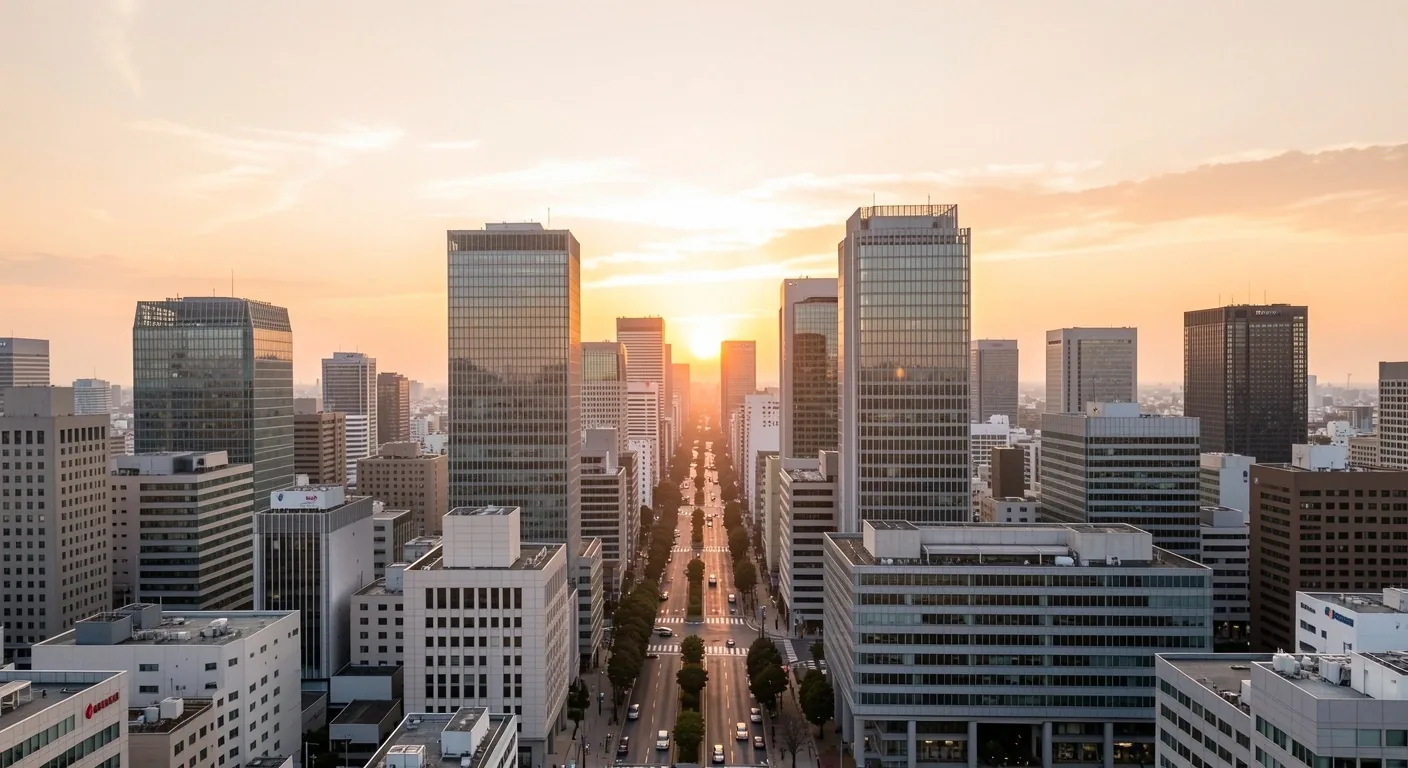 東京の早朝の街並み