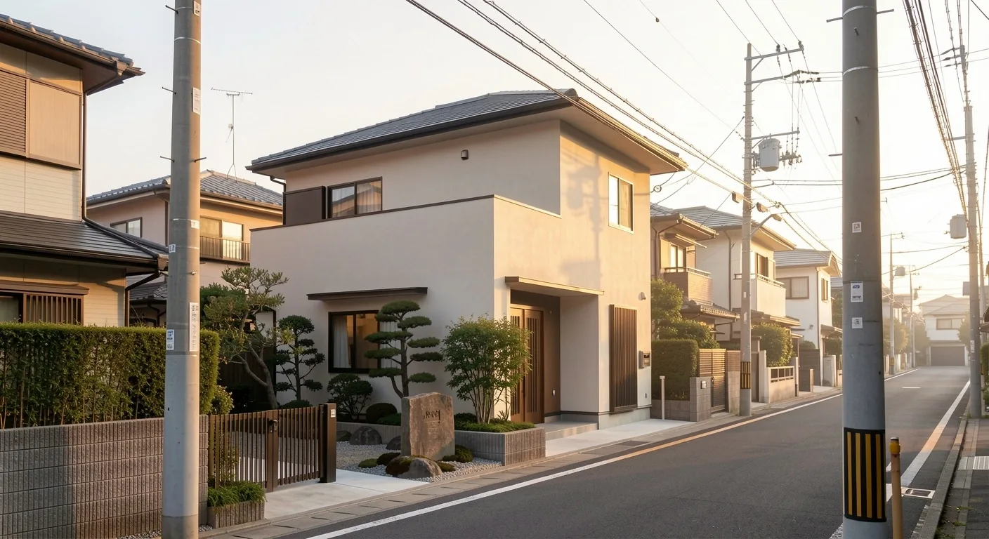 早朝の東京の住宅街の風景