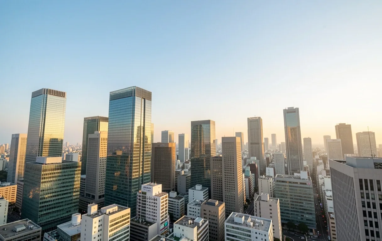 早朝の東京の街並み